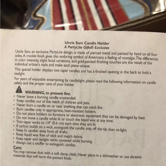 NIB Uncle Sam Candle Holder - Picture 7 of 7